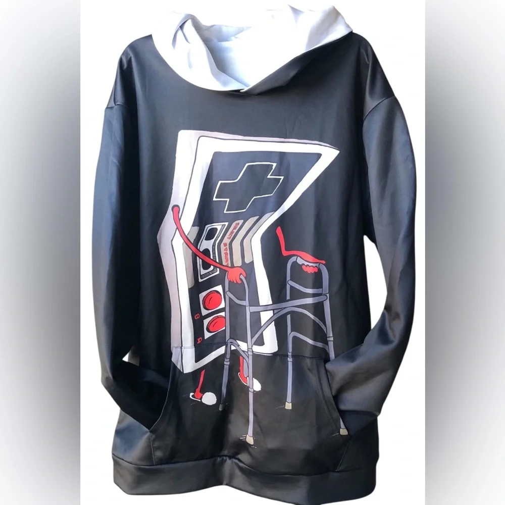 Graphic Black and White Hoodie Game Fashion Express Your Unique Style Customize - Picture 2 of 5